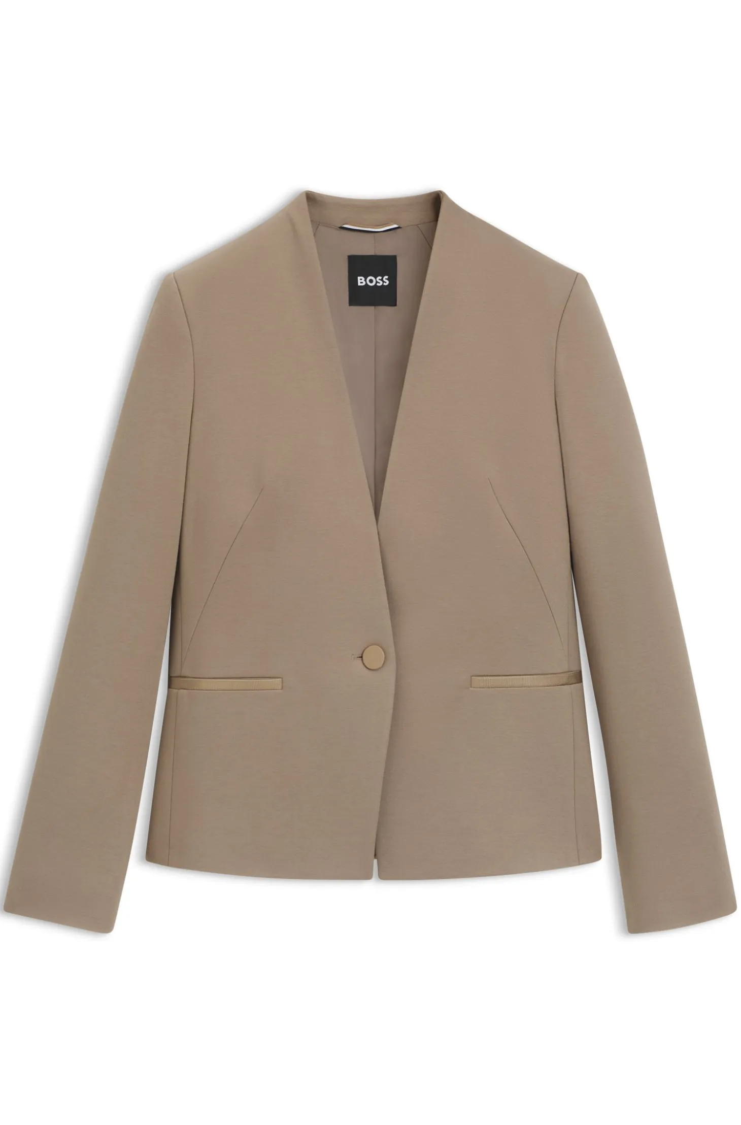 Kragenloser Regular-Fit Blazer mit Metall-Knopf