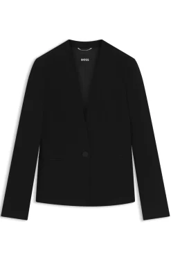 Kragenloser Regular-Fit Blazer mit Metall-Knopf