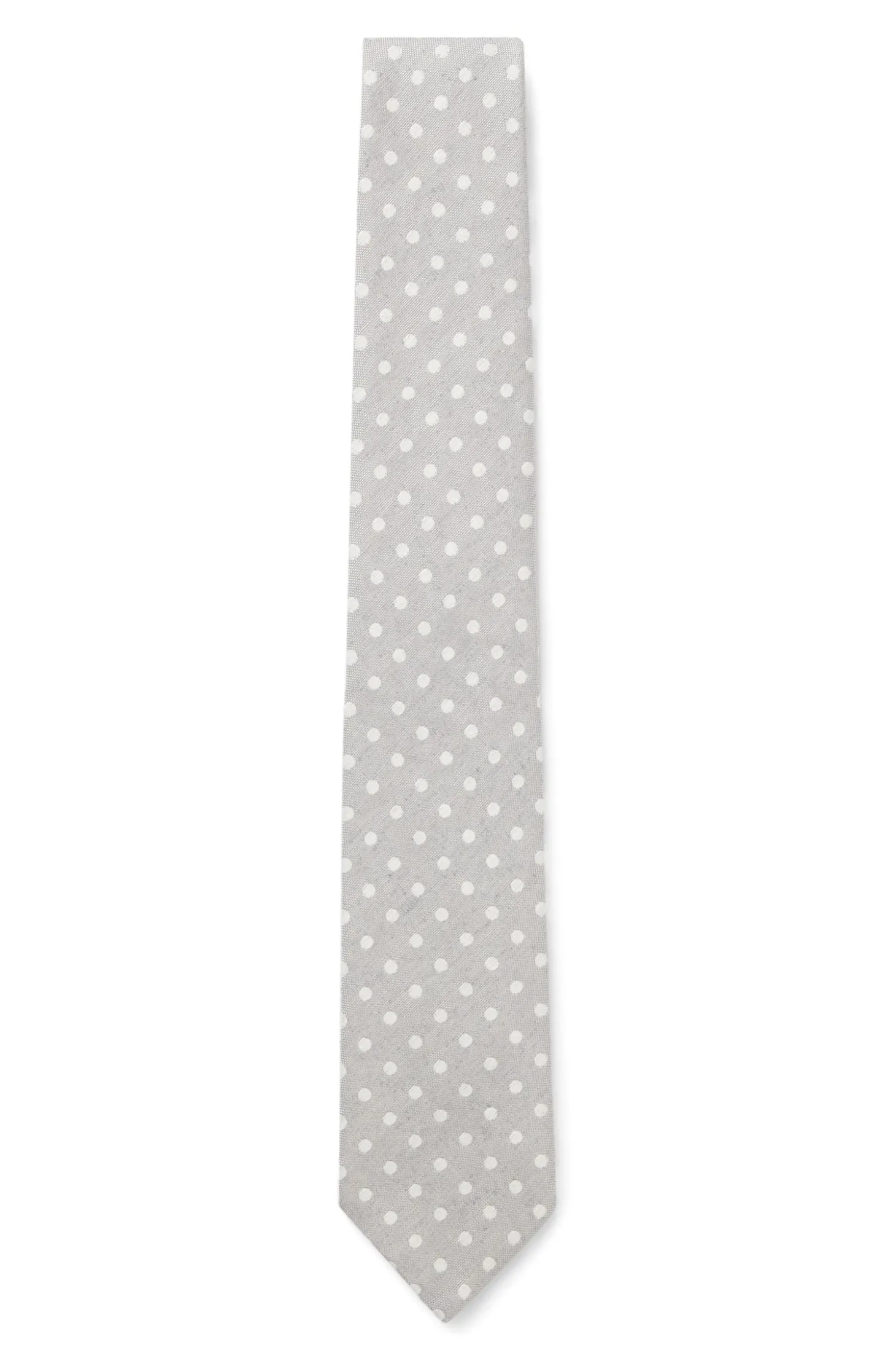 Krawatte aus Seiden-Leinen-Jacquard mit Punkte-Muster