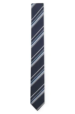 Krawatte aus Seiden-Mix mit Jacquard-Struktur und diagonalen Streifen