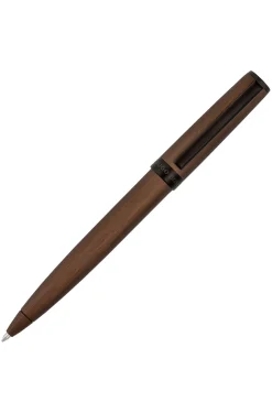 Kugelschreiber in gebürstetem Khaki mit Logo-Ring