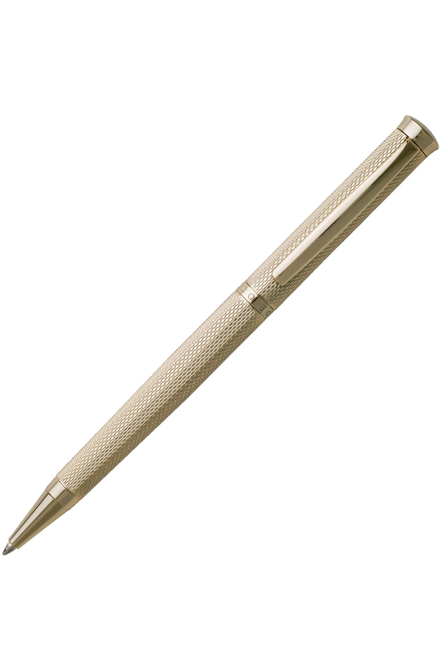 Kugelschreiber mit Rautengravur und goldfarbenem Finish