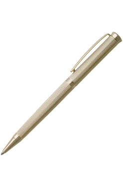 Kugelschreiber mit Rautengravur und goldfarbenem Finish