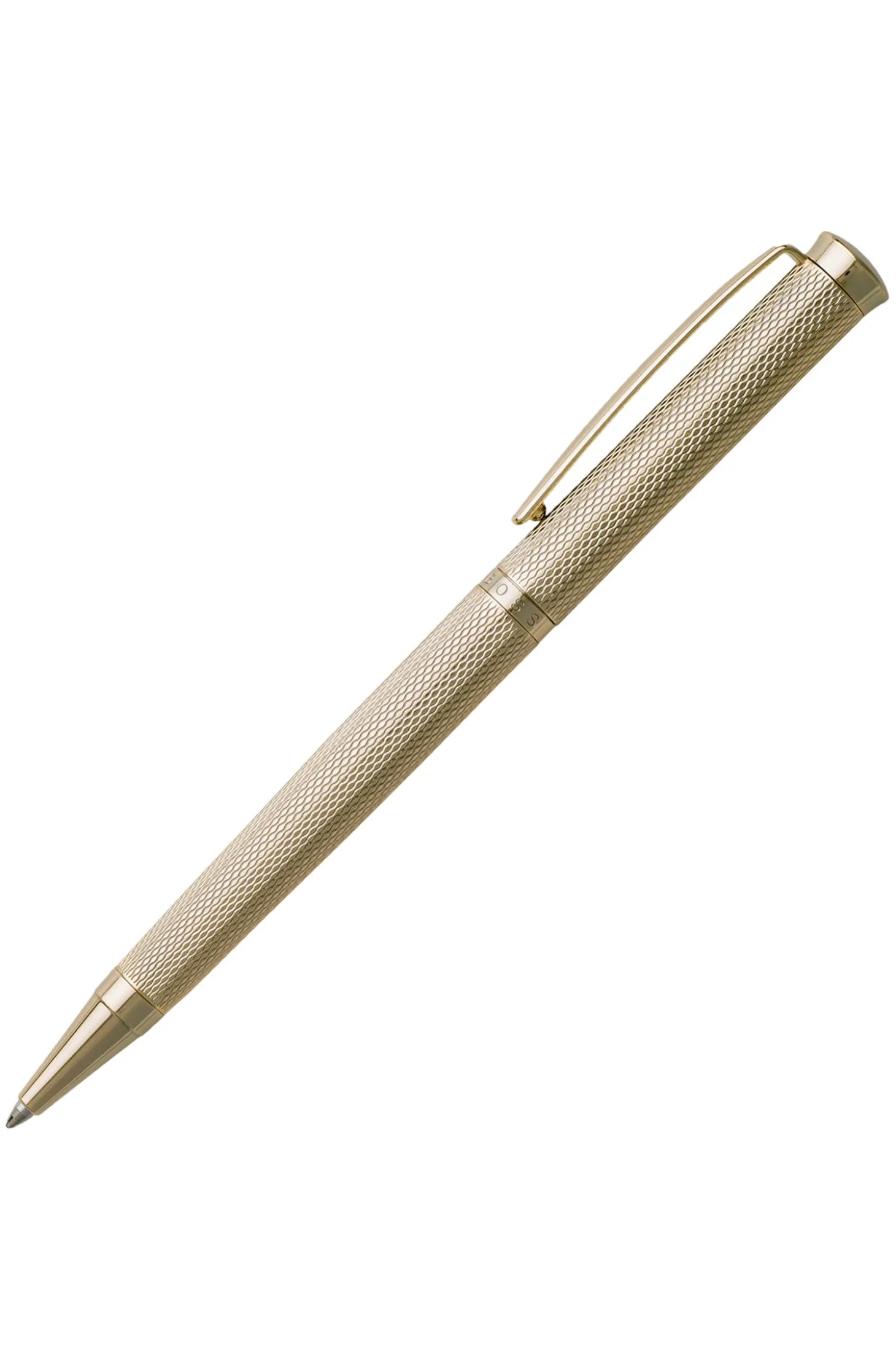Kugelschreiber mit Rautengravur und goldfarbenem Finish