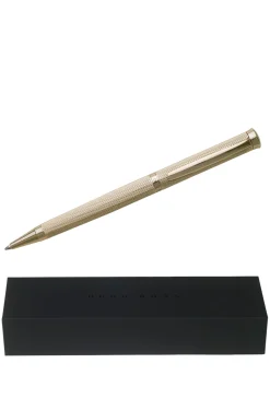 Kugelschreiber mit Rautengravur und goldfarbenem Finish