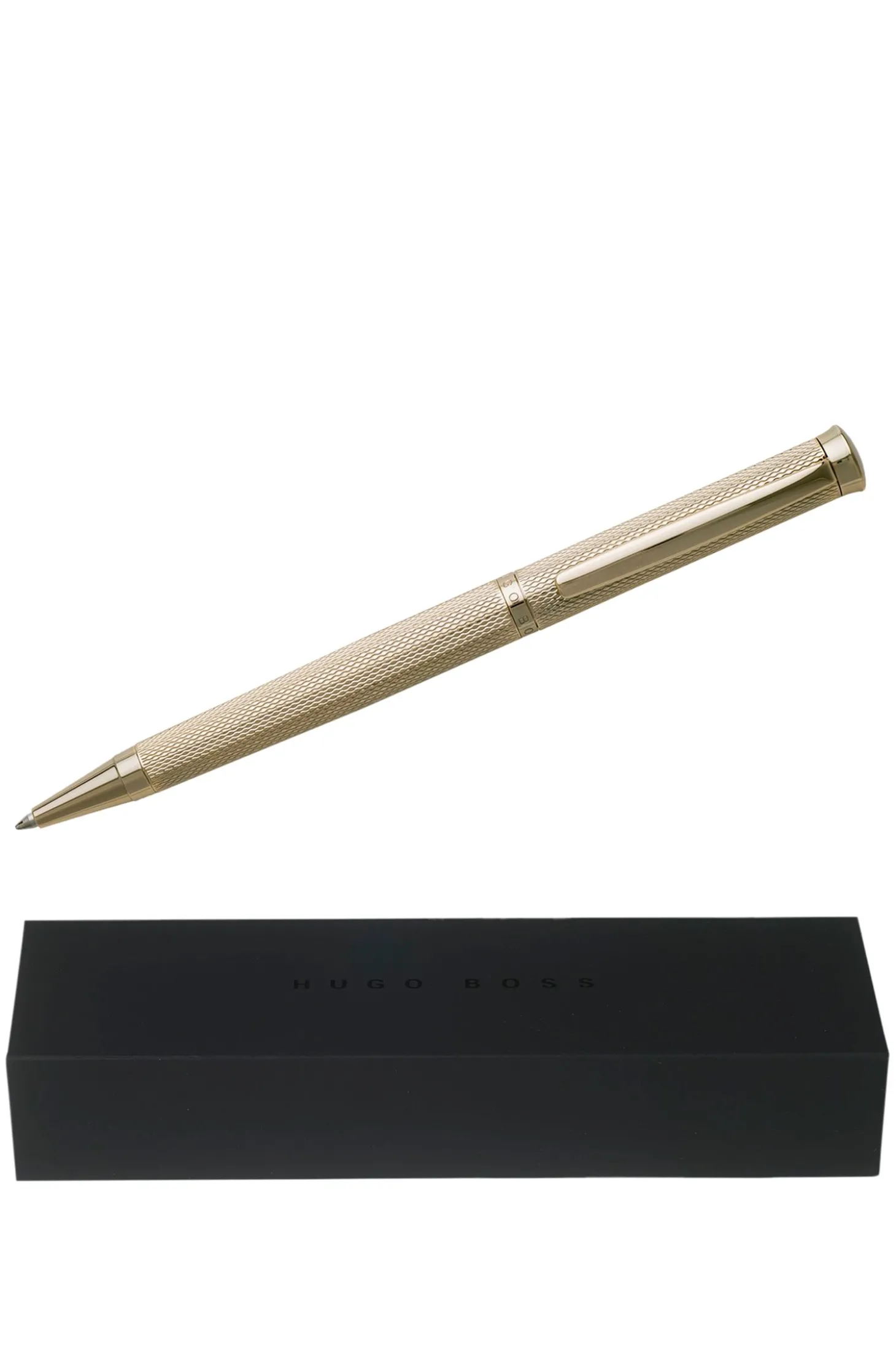 Kugelschreiber mit Rautengravur und goldfarbenem Finish