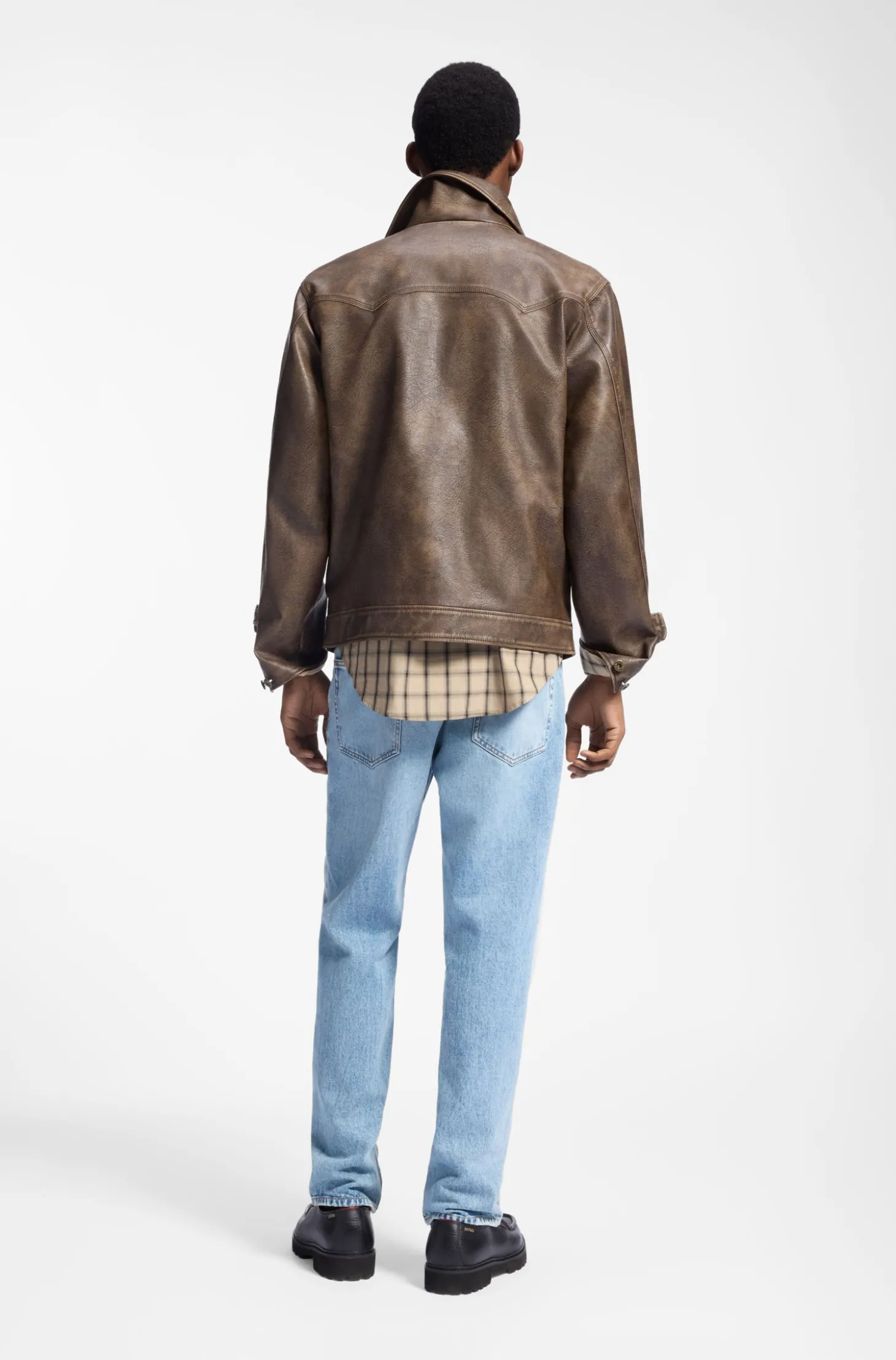 Kunstlederjacke mit kreuzförmigem Zipper am Reißverschluss