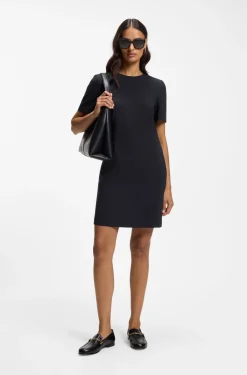 Kurzarm-Kleid aus japanischem Krepp