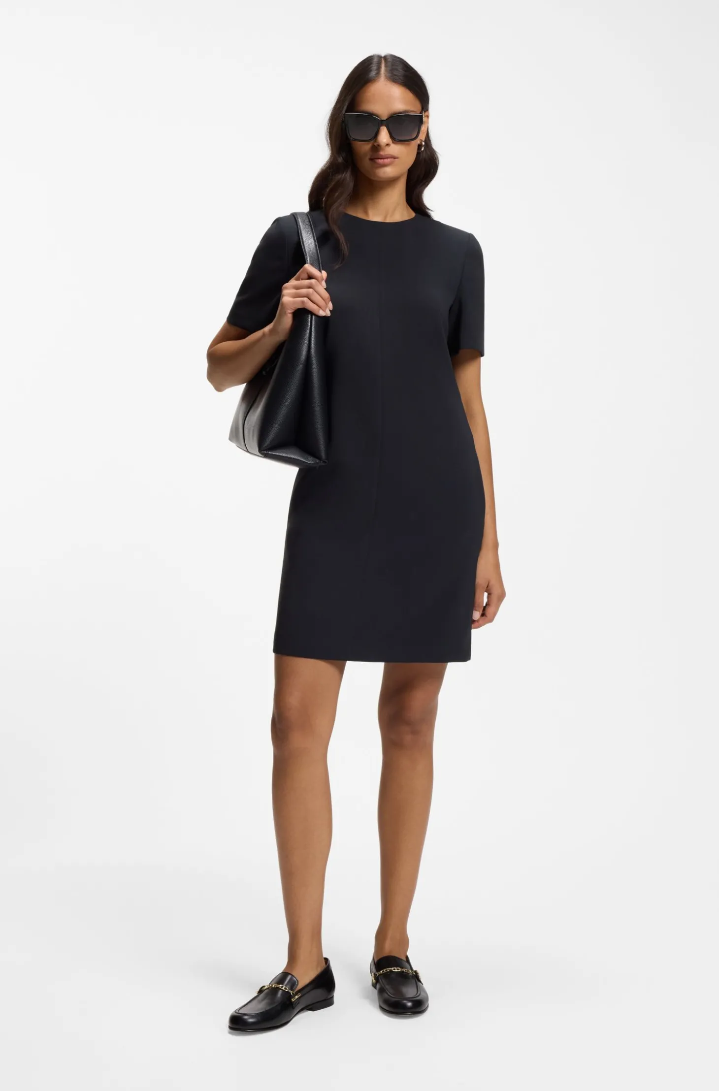 Kurzarm-Kleid aus japanischem Krepp
