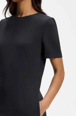 Kurzarm-Kleid aus japanischem Krepp