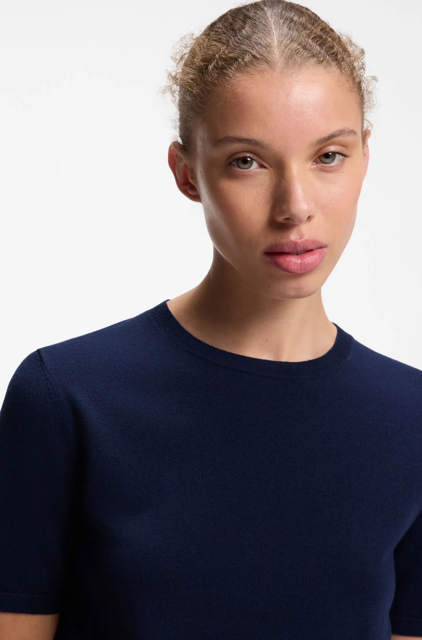 Kurzarm-Pullover aus Woll-Mix mit Stack-Logo-Stickerei