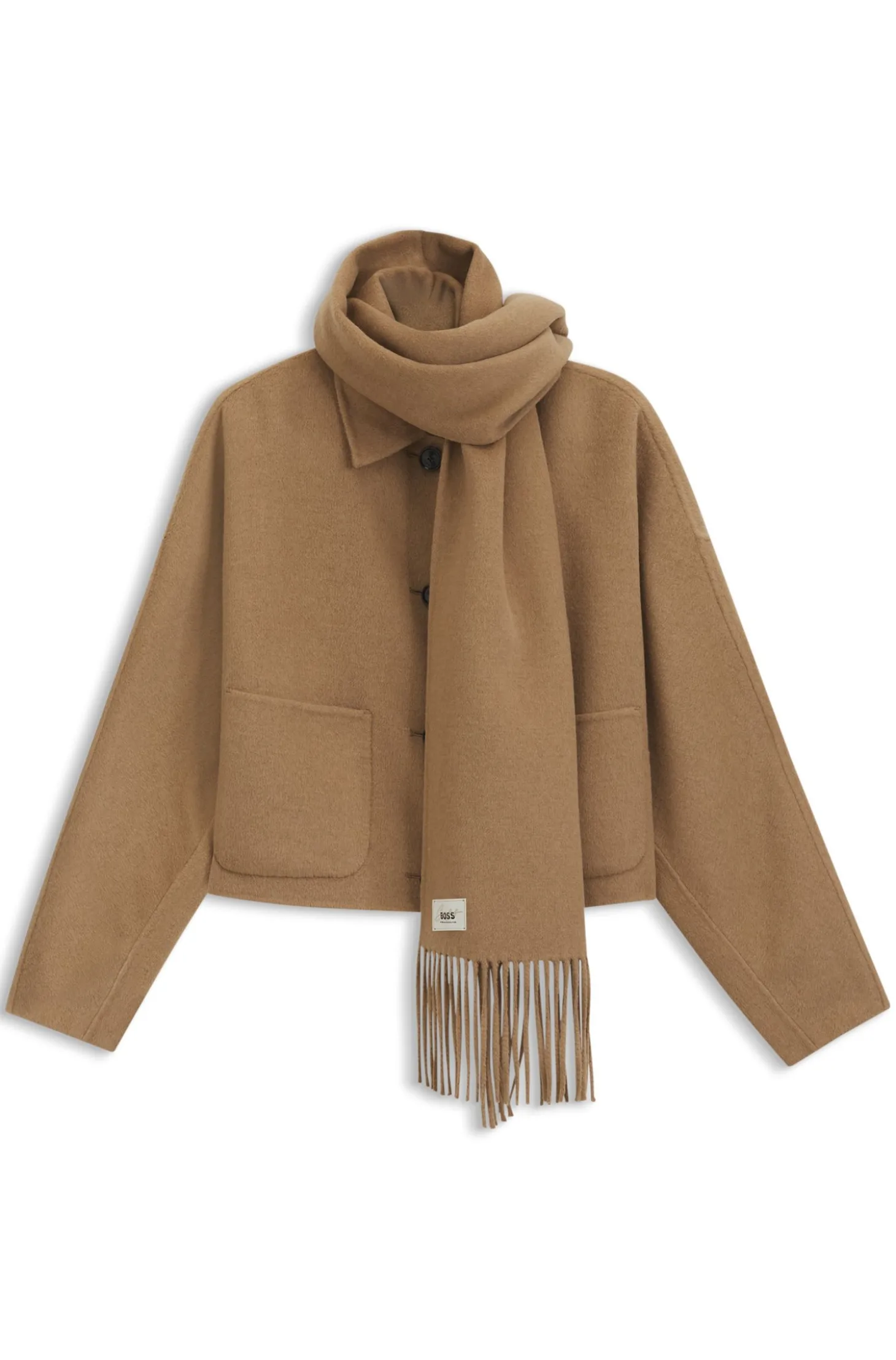 Kurze Oversized-Fit Jacke mit abnehmbarem Schal