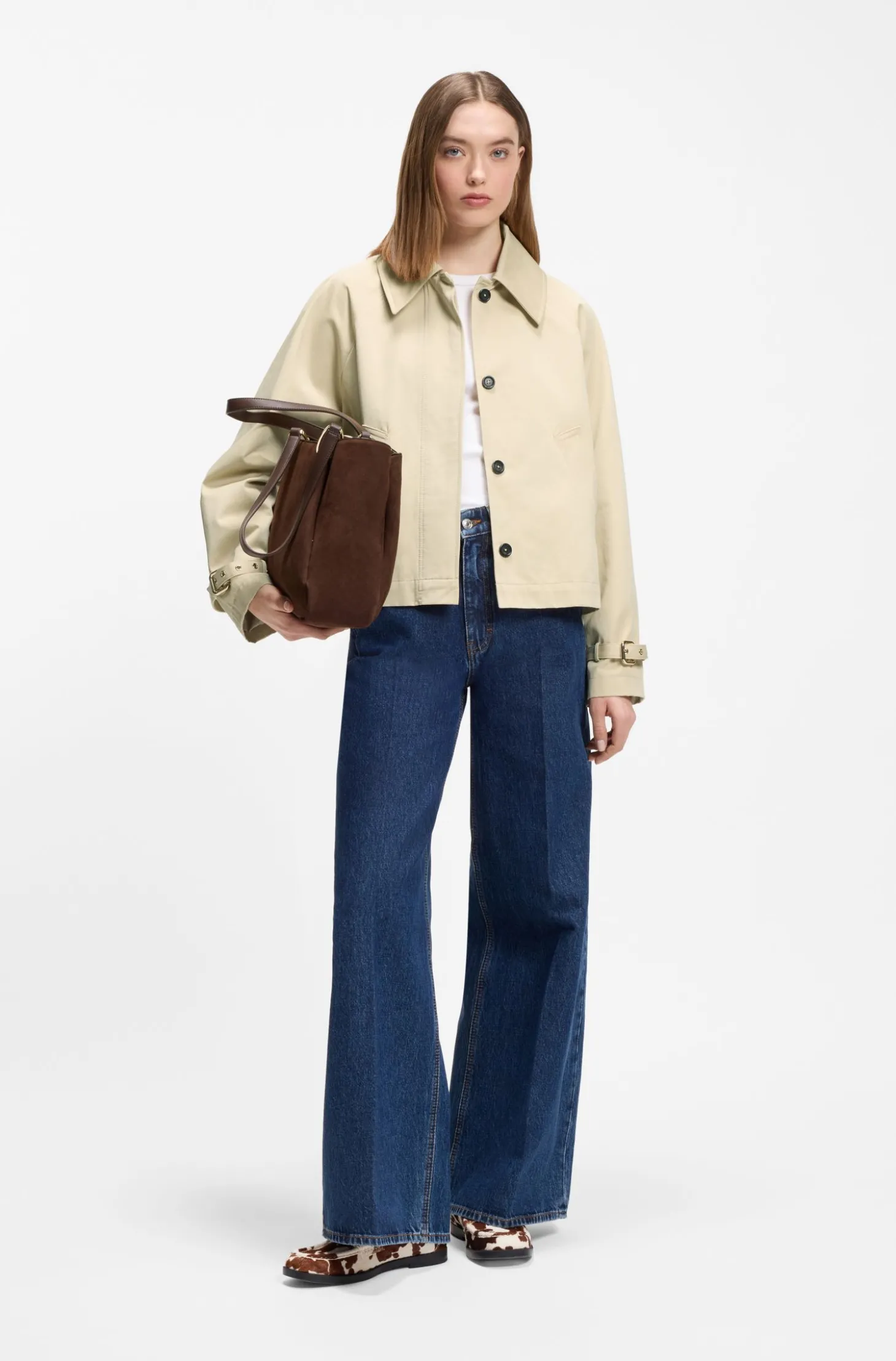 Kurzer Regular-Fit Trenchcoat aus Baumwolle