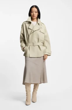 Kurzer Relaxed-Fit Trenchcoat aus Leder