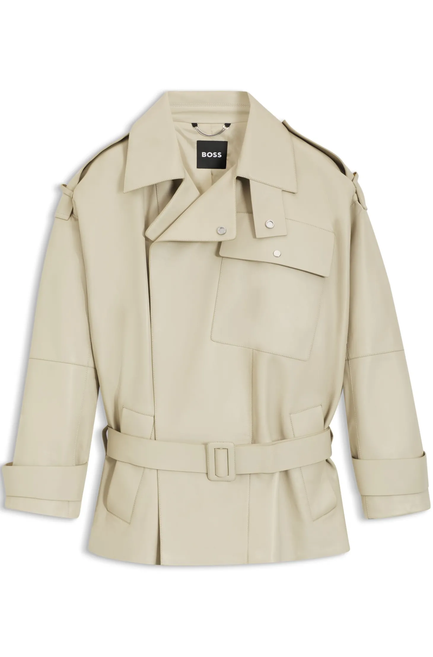 Kurzer Relaxed-Fit Trenchcoat aus Leder