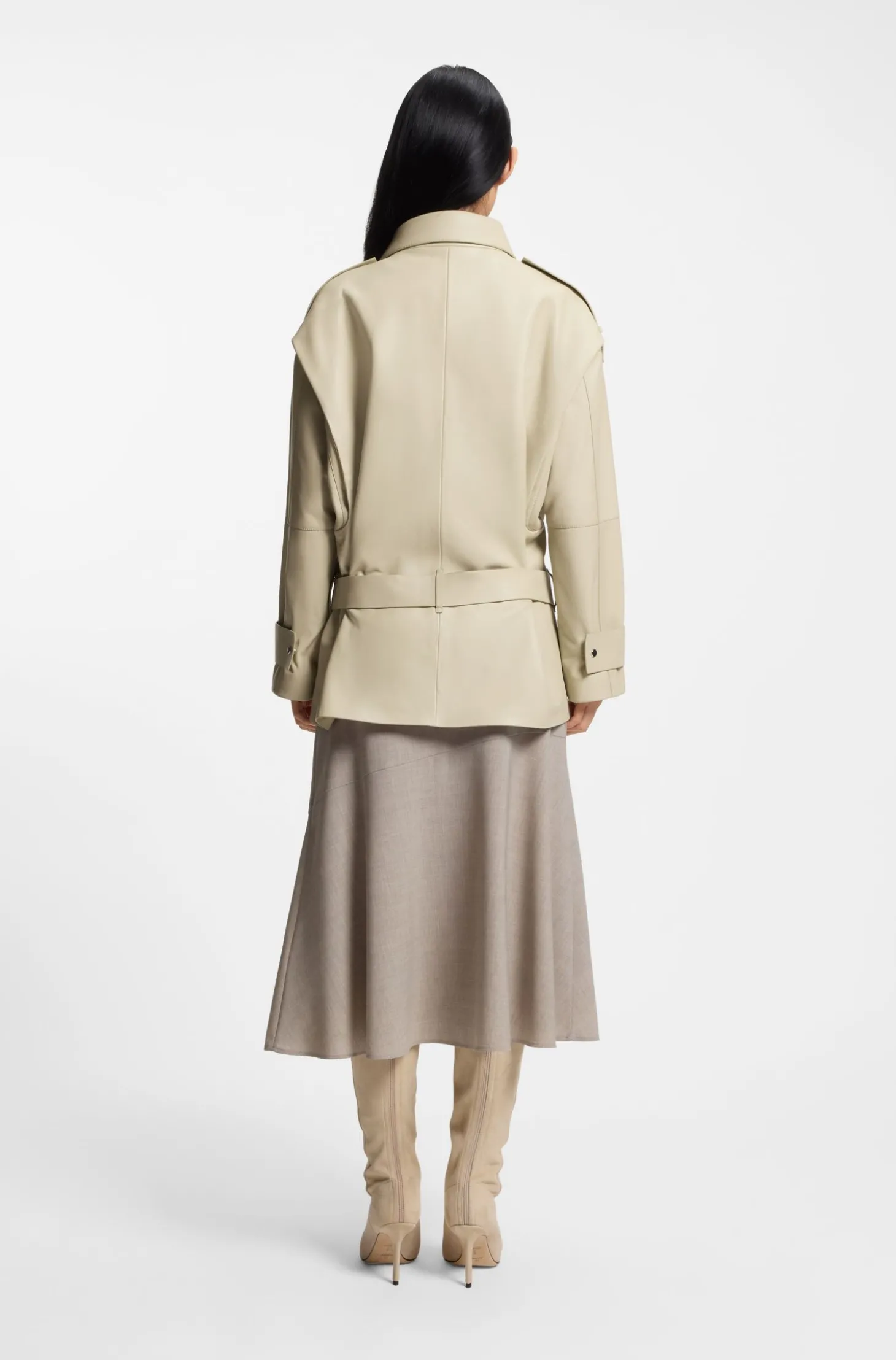 Kurzer Relaxed-Fit Trenchcoat aus Leder