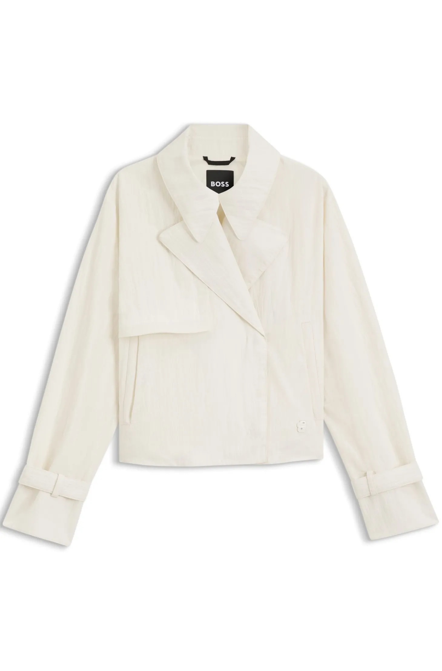 Kurzer Trenchcoat aus angerautem Krepp