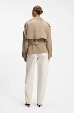 Kurze Trench-Jacke aus Baumwolle und Leinen