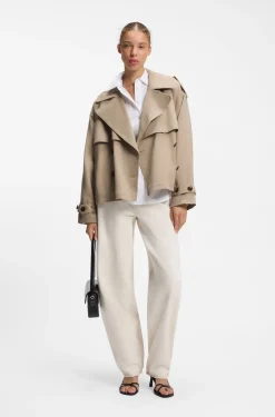 Kurze Trench-Jacke aus Baumwolle und Leinen