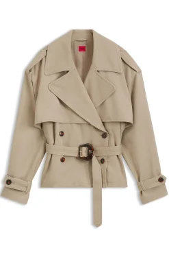 Kurze Trench-Jacke aus Baumwolle und Leinen