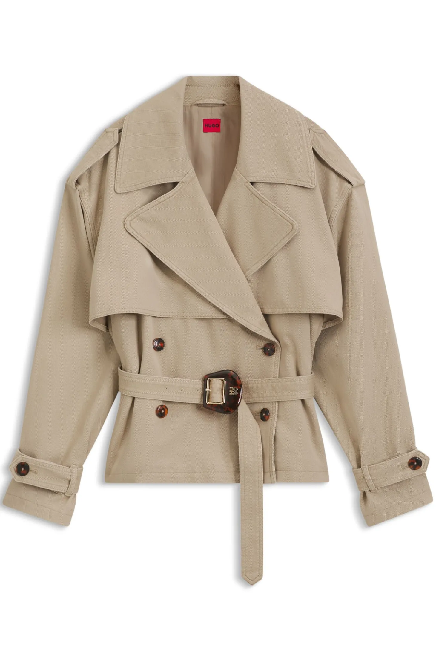 Kurze Trench-Jacke aus Baumwolle und Leinen