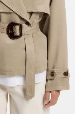 Kurze Trench-Jacke aus Baumwolle und Leinen