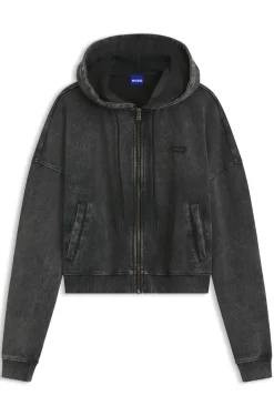 Kurz geschnittener Relaxed-Fit Hoodie mit gewaschenem Box-Logo