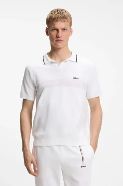 Kurzärmeliger Polo-Pullover aus Baumwolle mit Johnny-Kragen