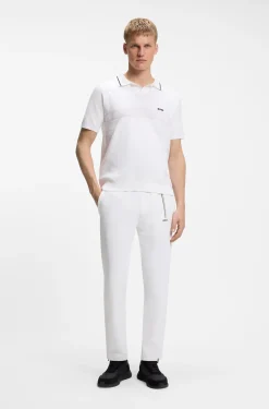 Kurzärmeliger Polo-Pullover aus Baumwolle mit Johnny-Kragen