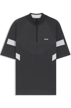 Kurzärmeliger Pullover aus Baumwolle mit Jacquard-Struktur