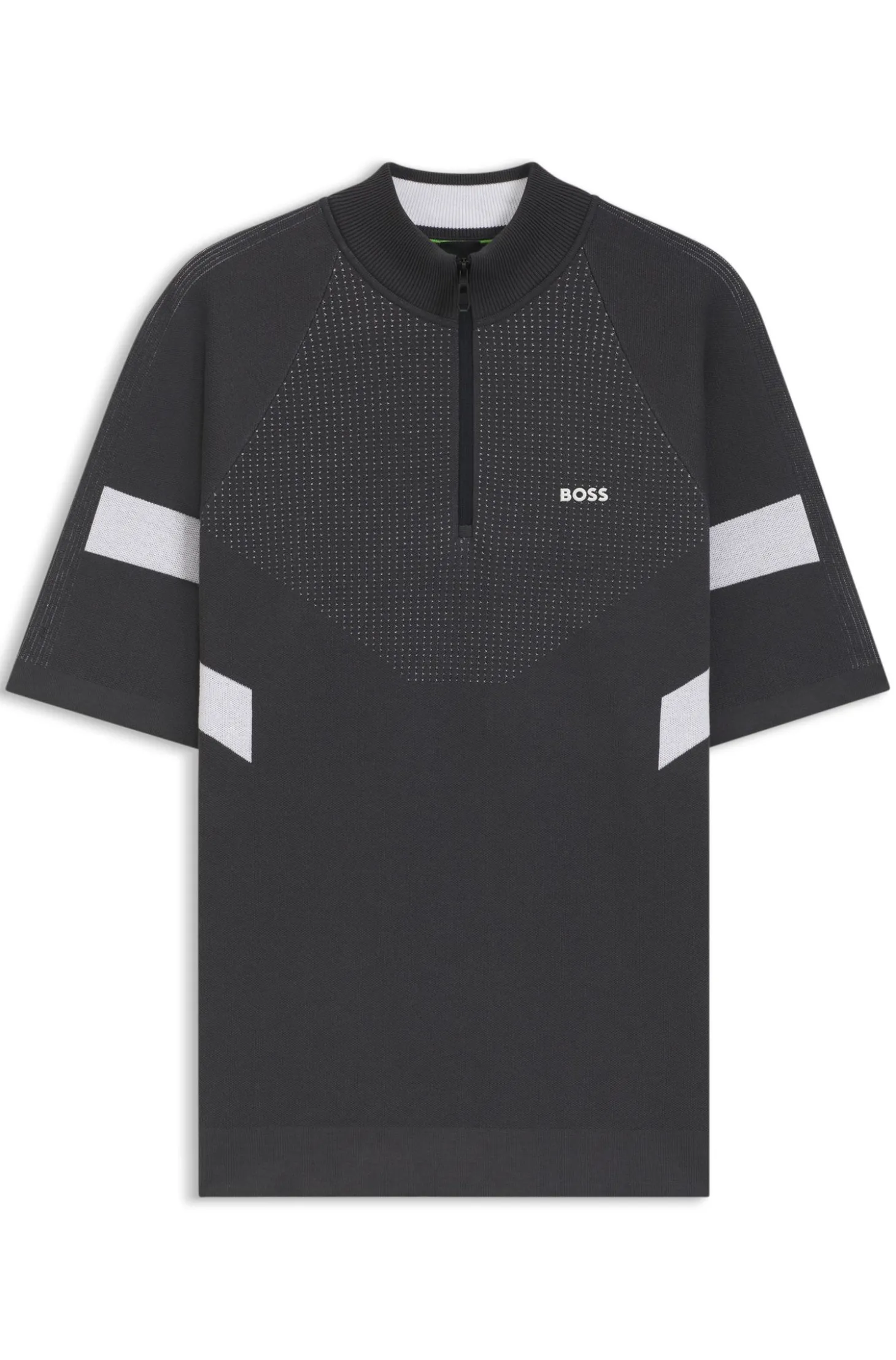 Kurzärmeliger Pullover aus Baumwolle mit Jacquard-Struktur