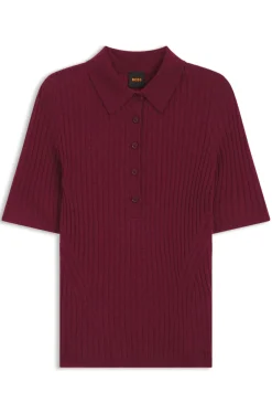 Kurzärmeliger Pullover aus Woll-Mix mit Polokragen