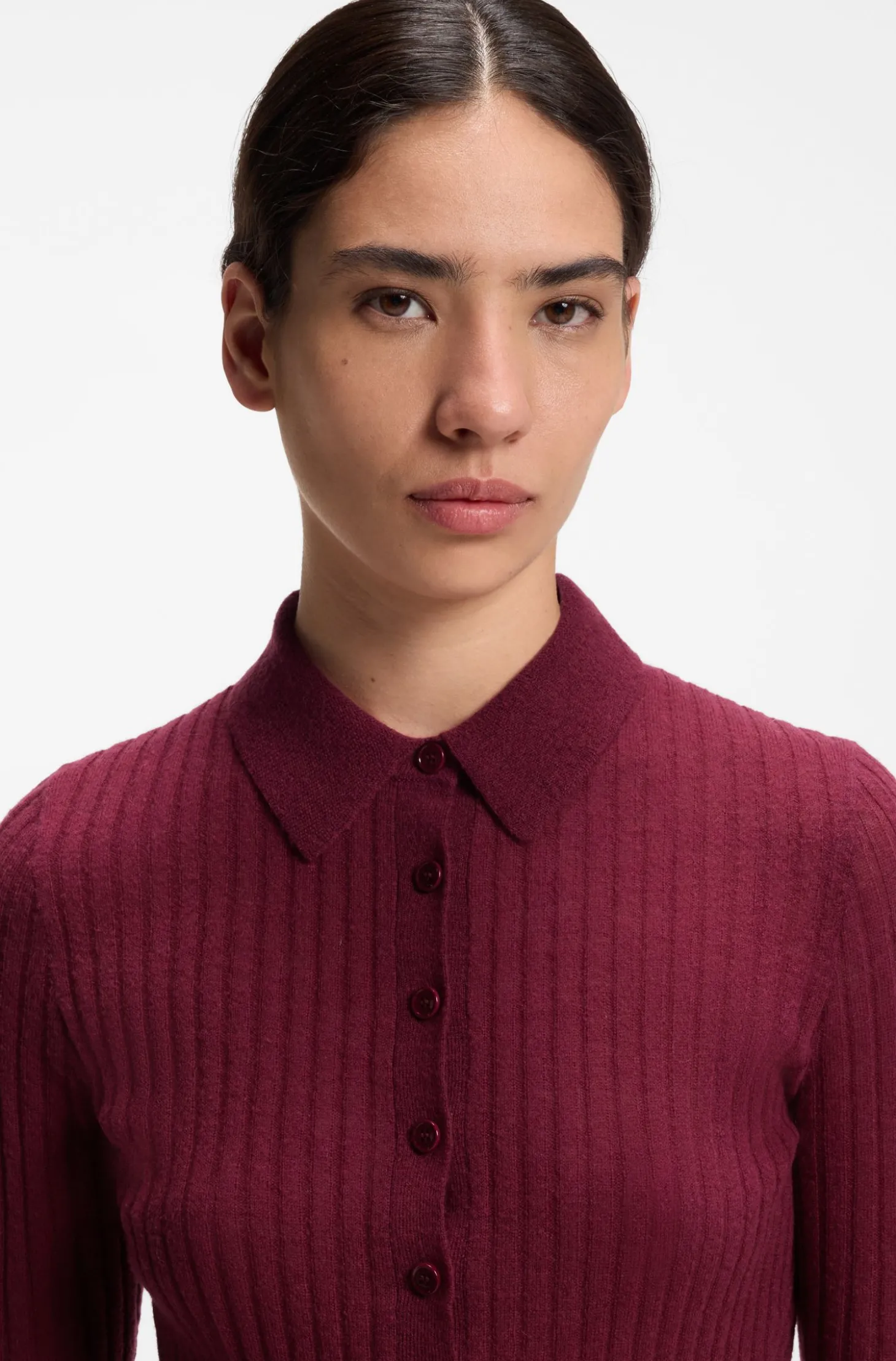 Kurzärmeliger Pullover aus Woll-Mix mit Polokragen
