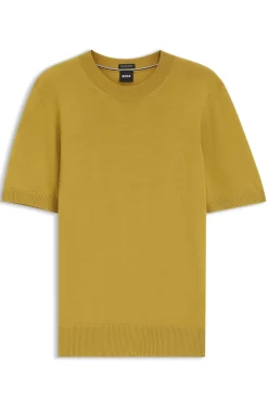 Kurzärmliges Strick-T-Shirt aus Merinowolle