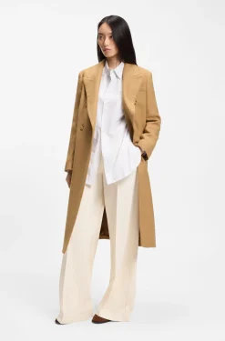 Langer Twill-Mantel mit zweireihiger Knopfleiste