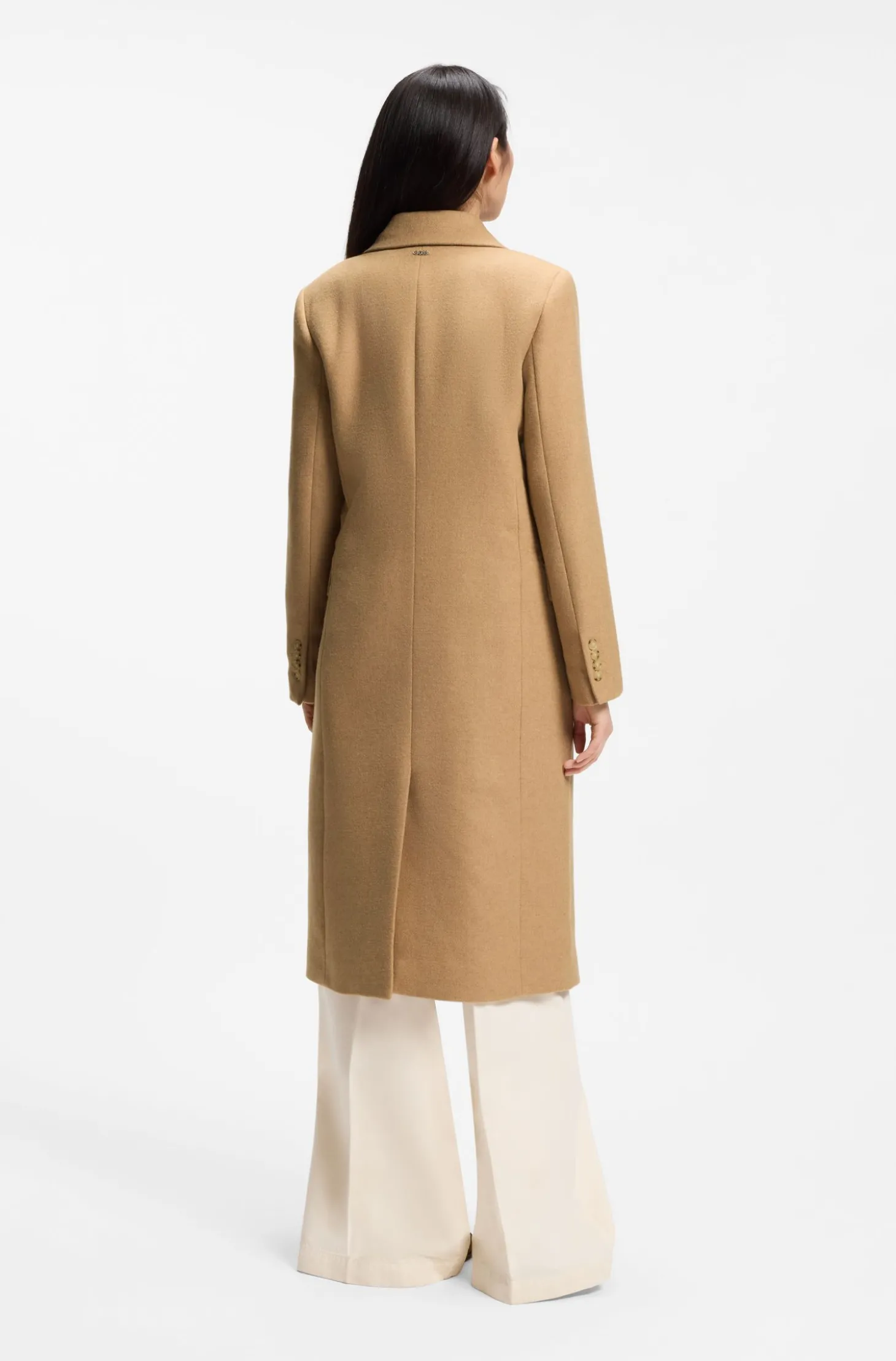 Langer Twill-Mantel mit zweireihiger Knopfleiste