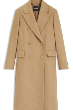 Langer Twill-Mantel mit zweireihiger Knopfleiste