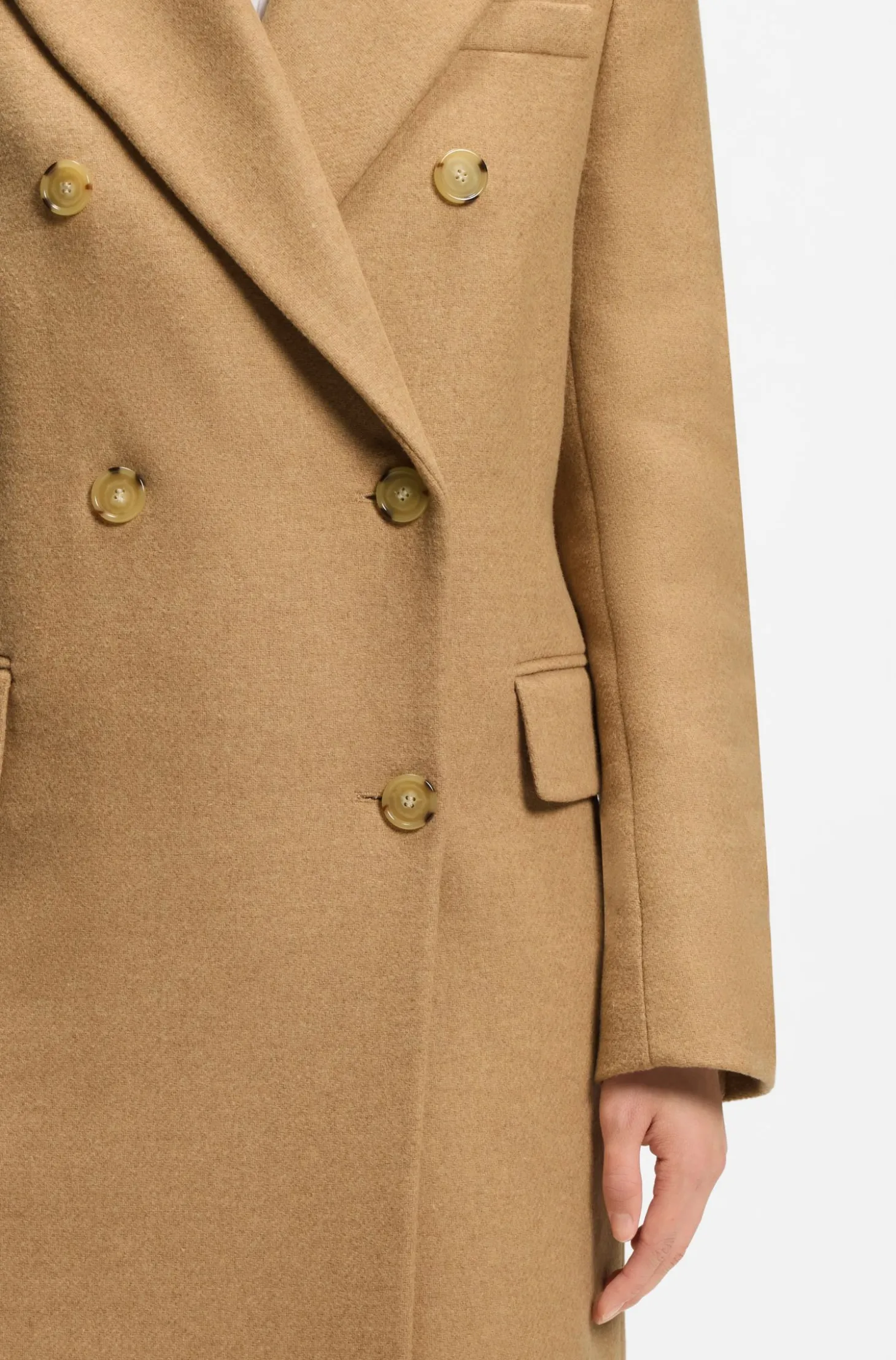 Langer Twill-Mantel mit zweireihiger Knopfleiste