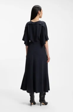 Langes Business-Kleid aus Stretch-Krepp