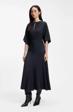 Langes Business-Kleid aus Stretch-Krepp