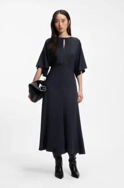 Langes Business-Kleid aus Stretch-Krepp