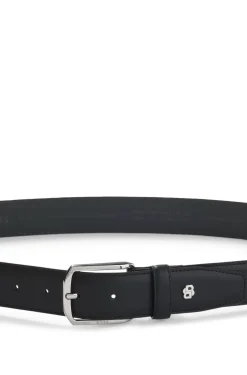 Ledergürtel mit Metalldetails in Silber-Optik und Double-B-Monogramm