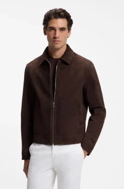 Lederjacke aus Veloursleder mit Reißverschluss