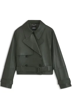 Lederjacke im Trenchcoat-Stil