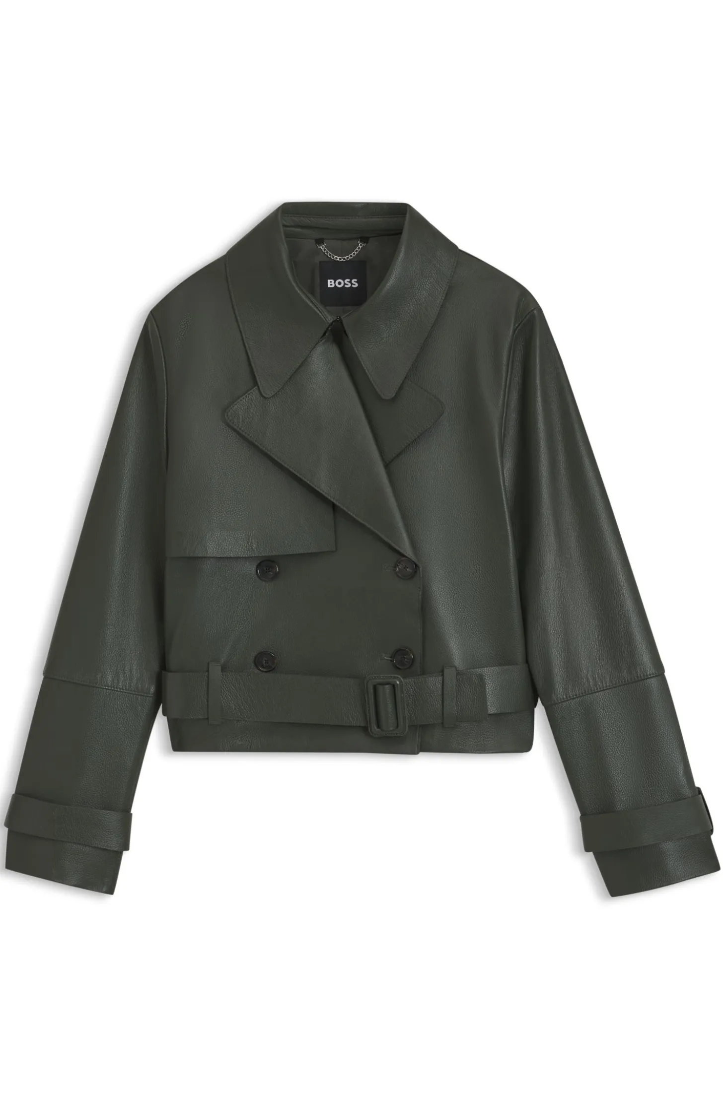 Lederjacke im Trenchcoat-Stil