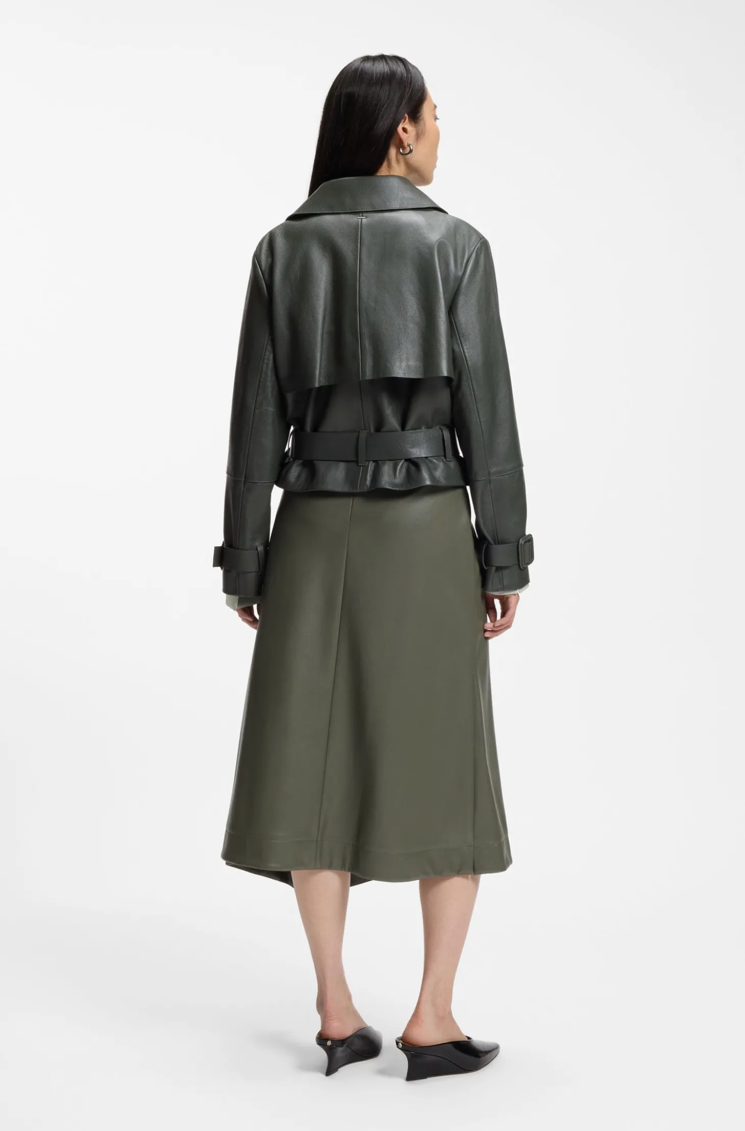 Lederjacke im Trenchcoat-Stil