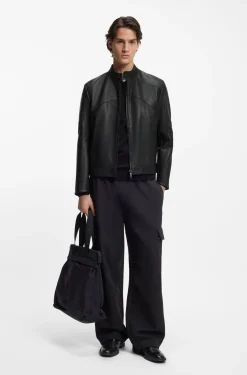 Lederjacke mit Paspeln