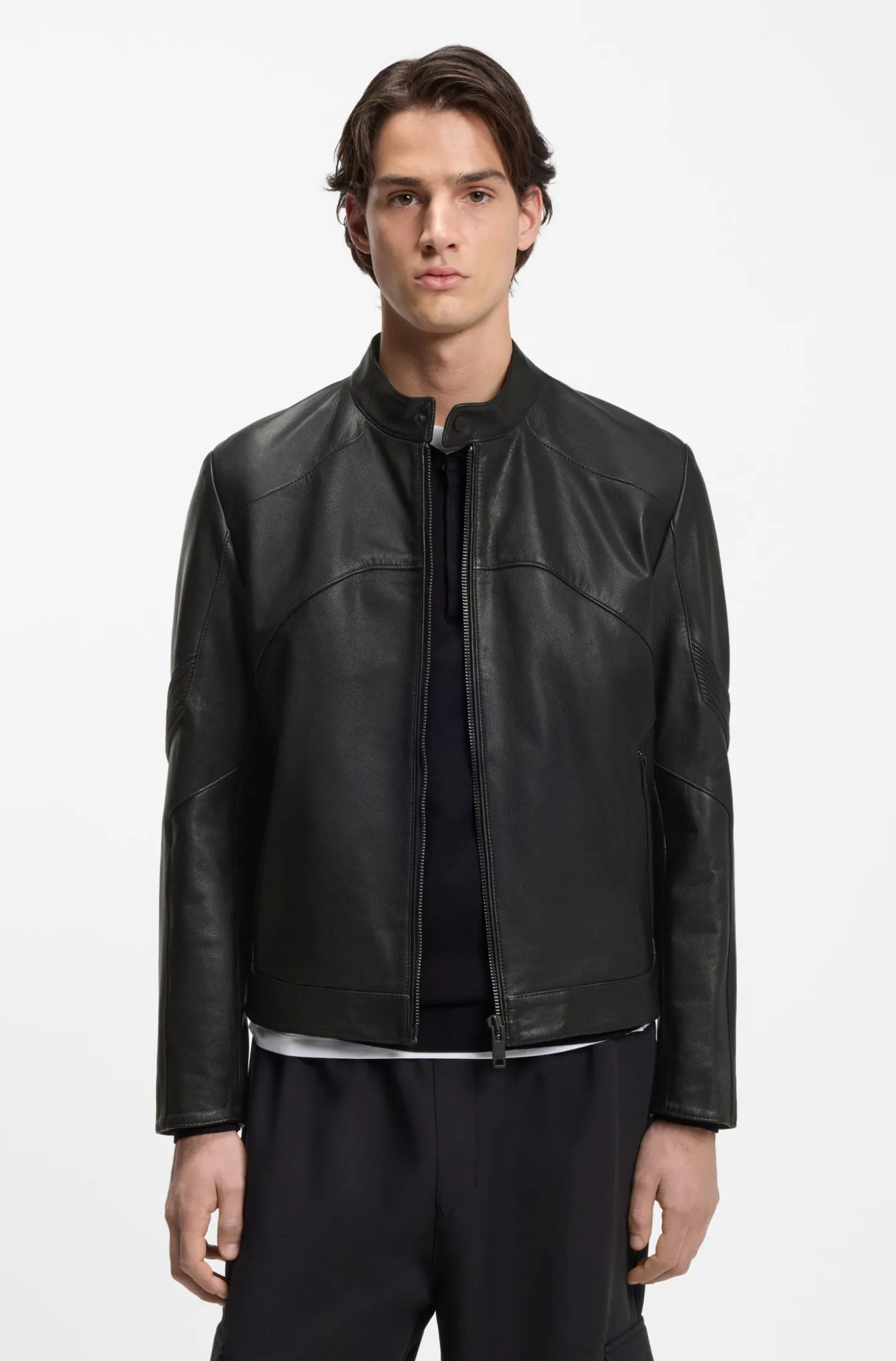 Lederjacke mit Paspeln