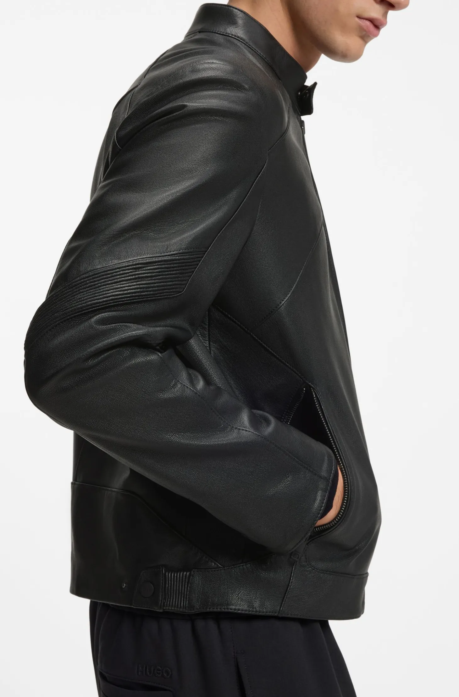 Lederjacke mit Paspeln