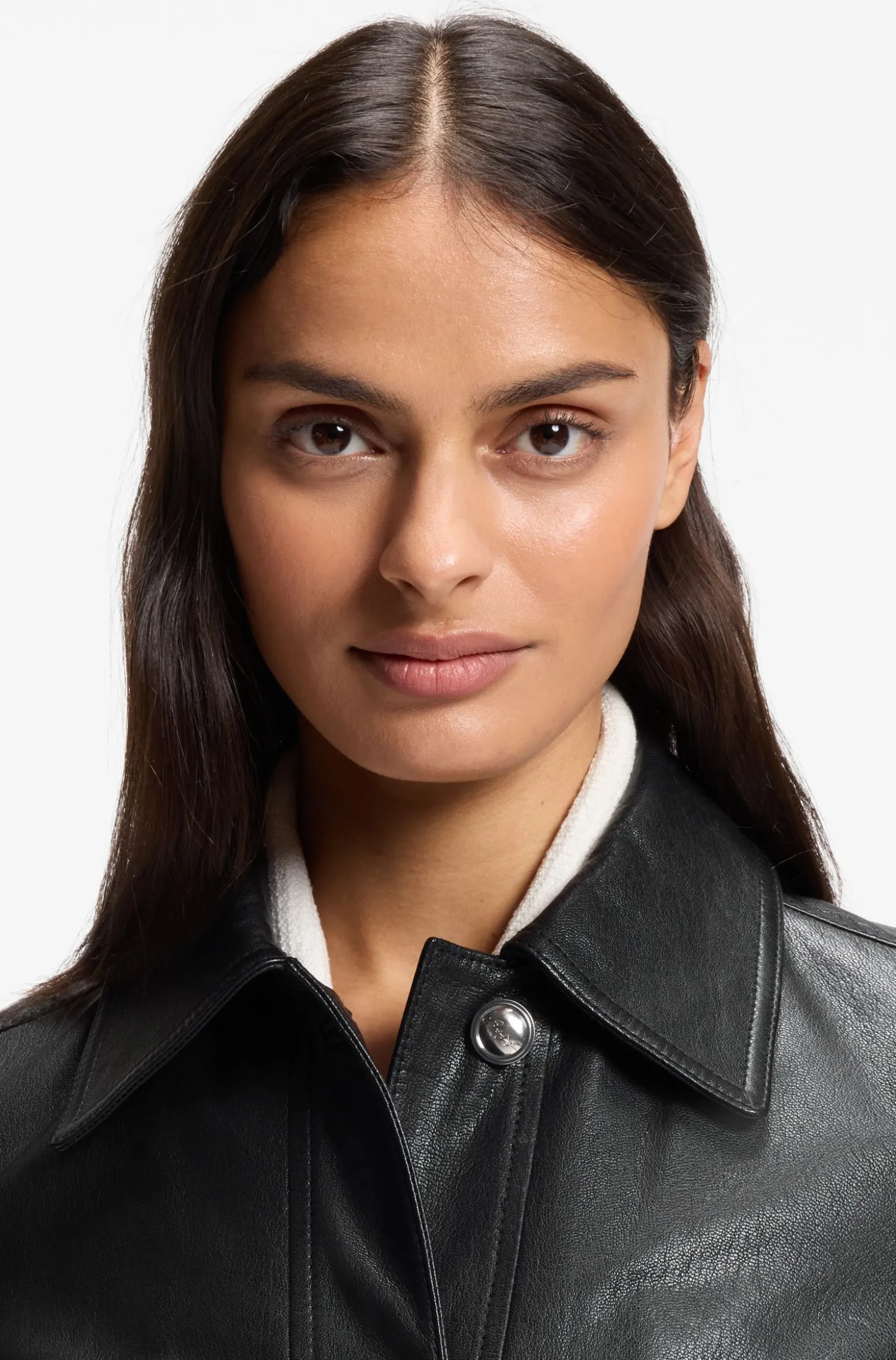 Lederjacke mit polierten Logo-Knöpfen